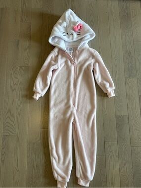 ππ·Girls Size 5T Hello Kitty Inspired Pink Fleece Kids One-Piece Hoodie